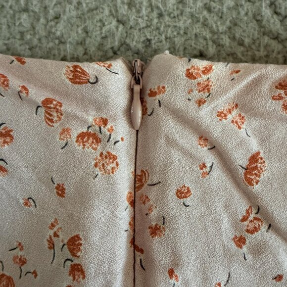 Audrey 3+1 Dress Pink Floral Midi Puff‎ Sleeve Tie Boho Rayon Lined - Picture 15 of 15